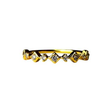Imagem de Anel Feminino Meia Aliança Ouro 18k com Zircônias | Luxo Acessível, Sofisticação e Brilho para Presentes Especiais (18)