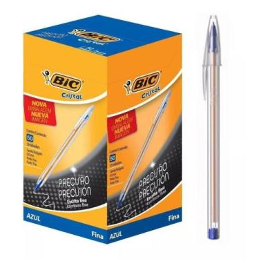 Imagem de Caneta Esferográfica Ponta Fina 0.8mm Azul Caixa com 50 Unidades - BIC