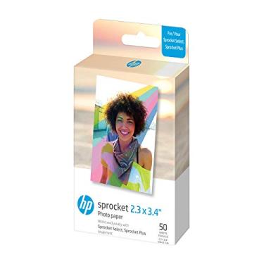 Imagem de HP Roda dentada 2,3 x 3,4 Papel fotográfico traseiro autoadesivo premium Zink (50 folhas) compatível com impressoras HP Sprocket Select e Plus.