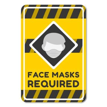 Imagem de Máscaras faciais necessárias EPI sinal - 20 x 30 cm PVC sinal de segurança - placa de PVC premium para local de trabalho armazém local de trabalho regulação OSHA - à prova de intempéries resistente ao