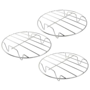 Imagem de Verkelly 3 peças de grelha redonda de 16,88 cm, grelha de fritadeira a ar de aço inoxidável redonda para cozimento a vapor