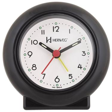 Imagem de Relogio Despertador Preto Herweg Analógico Redondo