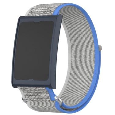 Imagem de XINGMALY Pulseira de nylon compatível com Amazfit Helio Fitness Tracker, alça ajustável respirável para braço/tornozelo com liberação rápida e fecho seguro de (azul cinza)