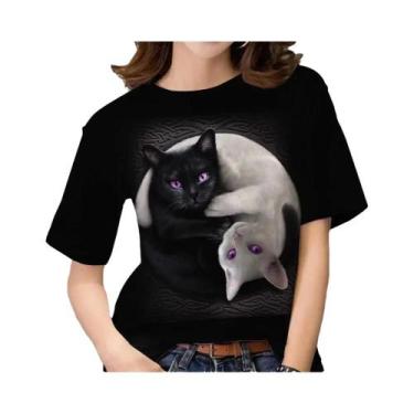 Imagem de Camiseta Plus Size Feminina com Estampa 3D de Gato Kawaii - Estilo Har