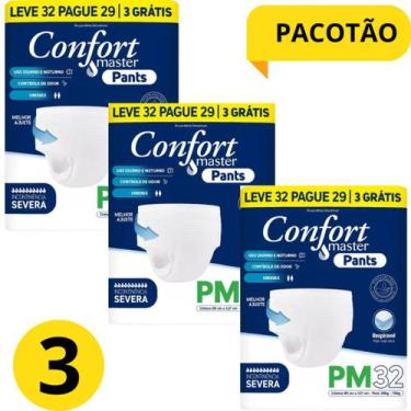 Imagem de KIT 3 PCT Fralda Calça Geriátrica Confort Master Pants Com 32 Unid PM 