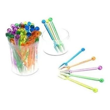 Imagem de 2X Garfinhos Para Petiscos Espetinho Colorido Plastilania 50