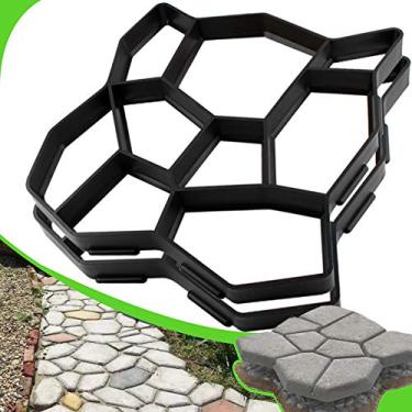 Imagem de CJGQ 2 pacotes Plus Size 19,7" x 19,7" x 1,7" Walk Maker Reutilizável Concreto Pathmate Pedra Moldagem Pedra Piso Gramado Pátio Jardim DIY Path Maker Moldes de pavimentação (irregular)