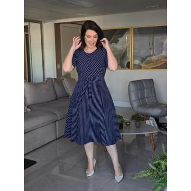 Imagem de Vestido Midi Feminino Gode Premium Em Malha Cinto - VALERIA ALVES, Azu