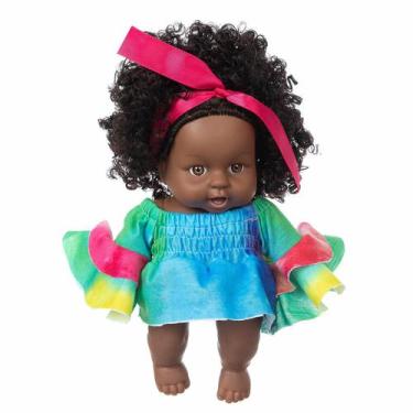 Imagem de Brinquedo de vinil Black African Black Baby Cute Curly Black - HUOGUO