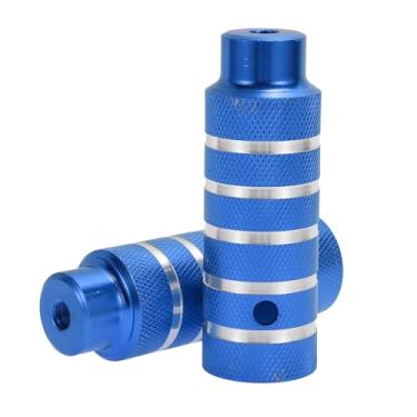 Imagem de REPAIROCK 2 peças de pinos antiderrapantes de liga de alumínio 110 mm de comprimento, cinco listras, textura de bancos traseiros de bicicleta, suportes para pedais de ciclismo, eixos de 9,5 cm, azul