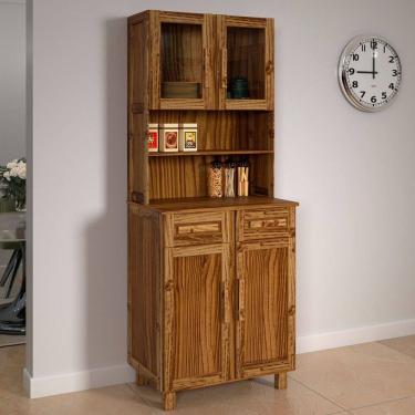 Imagem de Armário de Cozinha Sergipe 4 Portas 2 Prateleiras com Vidro Ypê - Rodmoveis