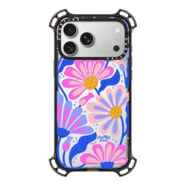 Imagem de CASETiFY Capa Bounce para iPhone 17 Pro Max [à prova de choque/compatível com Magsafe/6,5 m. Proteção contra quedas de grau militar 7X] - Margarida mística - Preto transparente