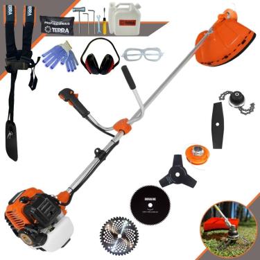 Imagem de Roçadeira Robusta Terra GR520-XP À Gasolina 2T 2,5HP 52cc 6.500rpm + Kit Extra de Lâmina 2 Pontas, Lâmina 3 Pontas, Lâmina 80 Dentes e Trimmer + EPI