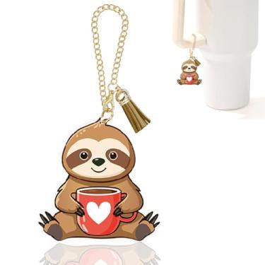 Imagem de Ldntly Acessórios de copo Stanley de preguiça, pingentes Stanley para alça de garrafa de água, chaveiro, chaveiro de preguiça, presentes para mulheres, mãe, irmã, amiga, aniversário, mochila de