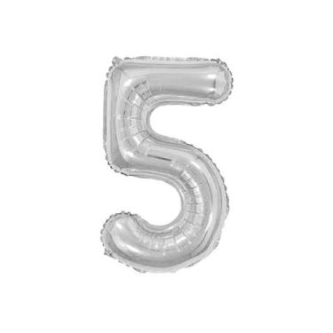 Imagem de Balão De Número Metalizado Prata Gigante - 75 Cm - PartiuFesta, 5