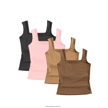 Imagem de Kit 4 Regata Lisa Feminina Elegante Suplex Verão - Blitz Feminina, Pre