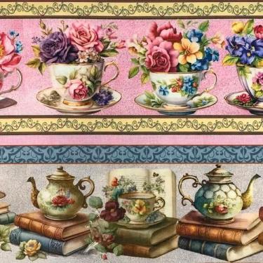 Imagem de Tecido Tricoline Digital Barrados 100% Algodão 10 faixas Várias Estamp