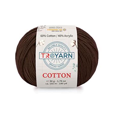 Imagem de Troyarn Fio de acrílico 60% algodão 40% algodão, macio, fino/esportivo (2) para crochê e tricô 50 g / 165 m (10336 - marrom)
