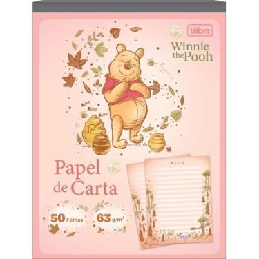 Imagem de Papel de Carta Ursinho Pooh TILIBRA - 50 Folhas (Rosa)