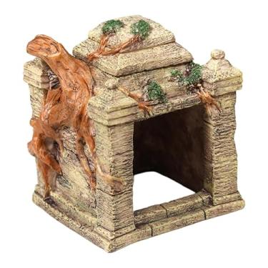 Imagem de Baoblaze Répteis Esconderijo Caverna Resina Brincar Descanso Paisagismo Terrário Habitat Decoração Aquário Casa para Tartarugas Peixe Betta Tartaruga