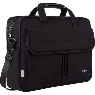 Imagem de Taygeer Bolsa para laptop de 15,6 polegadas, pasta de negócios para homens e mulheres, bolsa de ombro mensageiro resistente à água com alça, bolsa de escritório premium, capa de laptop para notebook
