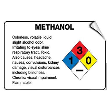 Imagem de Adesivo decalque metanol irritante para os olhos da pele do trato respiratório 25,4 cm x 17,8 cm