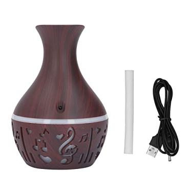 Imagem de Difusor de aromaterapia difusor de óleo essencial 300ml usb alimentado grão de madeira ultra silencioso led night light umidificador de mesa para escritório em casa