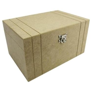 Imagem de Caixa Frasqueira Dobradiça Riscada Mdf Com Fecho 22x15x13 Cm