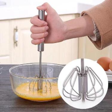 Imagem de Batedor De Ovos Fouet Aço Inox Automático Giratório Manual - Yeet