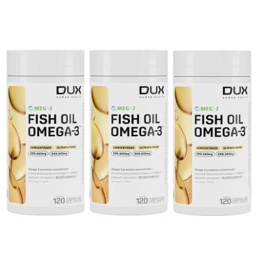 Imagem de Fish Oil Ômega 3 Dux 120 Cápsulas Kit 03 Unidades