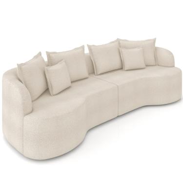 Imagem de Sofá 4 Lugares Orgânico Sala De Estar Living 290cm Ekos K01 Bouclê Cru - Lyam Decor