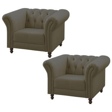 Imagem de Kit 02 Poltronas Decorativa Maggiore Couro Fendi - Gran Belo