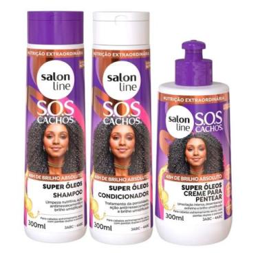Imagem de Super Óleos SOS Cachos Salon Line Kit Tratamento Com Shampoo, Condicio
