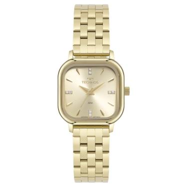 Imagem de Relógio Technos Feminino Ref: Gl32bb/1d Retangular Dourado