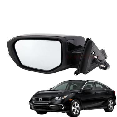 Imagem de Espelho retrovisor esquerdo preto do lado do motorista para Honda Civic LX SE Sport 2016-2021 - Espelho elétrico dobrável manual sem calor Matchl Preto Espelho de porta do lado esquerdo