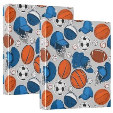 Imagem de Fichário fofo esportivo para meninos, futebol, 3 anéis, 3 cm, com prancheta, comporta 200 folhas, escritório, casa, escola