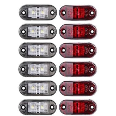 Imagem de Kit 12 Lanternas Led 12/24v Vigia Teto Van Bau Caminhão Barco Cor Cristal/Vermelho KLX