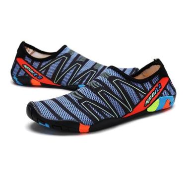 Imagem de Sapatos aquáticos para mulheres e homens, meias aquáticas de secagem rápida, natação, praia, descalço, ioga, exercício, esportes, piscina, acampamento, calçados SXX02, Azul escuro, 38/39 BR