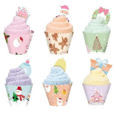 Imagem de Berlune 24 pares de meias de cupcake de Natal pastel para mulheres, Natal, faça você mesmo, meias felpudas a granel, Natal, inverno, fofas, quentes, macias, presentes com embalagem para mulheres