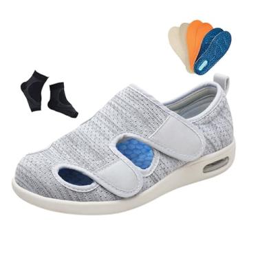 Imagem de Sapatos Ortopédicos De Verão Ocos Respiráveis ​​e Ajustáveis ​​para Diabéticos Para Homem, Chinelos Casuais Pés Inchados Calçado Médico Antiderrapante, Diabéticos Edema, Fascite(Light gray,47 EU)