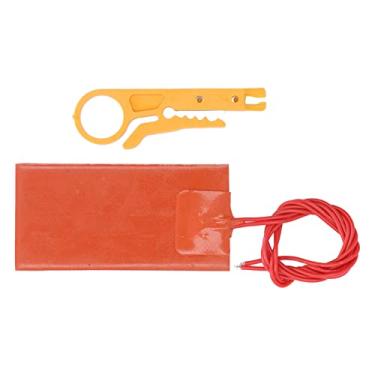 Imagem de Tapete de aquecimento de borracha de silicone, almofada de aquecimento 50 x 100 mm/1,97 x 3,94 pol. Tapete aquecedor 12 V 15 W 250 ℃