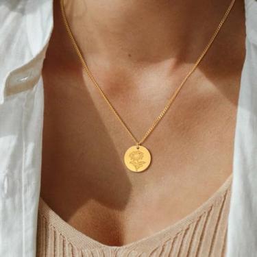 Imagem de Colar de flor de nascimento para mulheres, mãe, banhado a ouro 18K, pingente de pedra do mês de nascimento delicado, colares feitos à mão, pingente floral personalizado, presentes de aniversário, dia