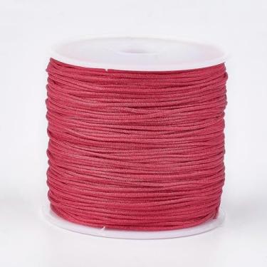 Imagem de Cordão de nylon para pulseiras, 49 metros de 1 mm, cordão de nó chinês, fio vermelho, decorativo, artesanato, para fazer joias de macramê, tricô, artesanato, decoração de cabelo