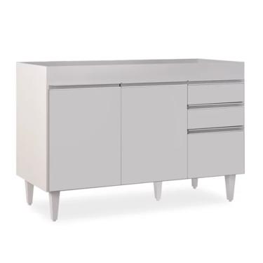 Imagem de Balcão de Cozinha Lavanderia Sem Tampo 02 Gavetas Beth Branco 120 Cm - D'Rossi