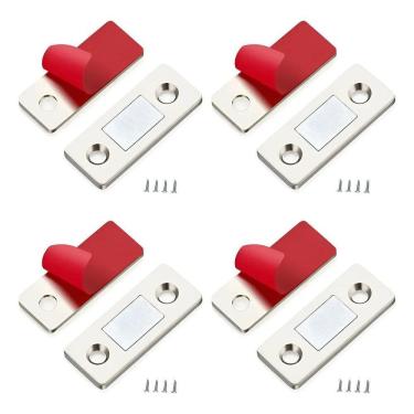 Imagem de 2X Kit 4 Fecho Magnético Aço Para Gaveta E Porta De Armário