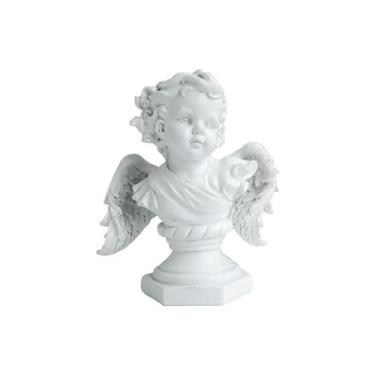 Imagem de Escultura: figura de busto de anjo nórdico com asas, resina de 18 cm -