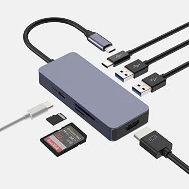 Imagem de HOPDAY Hub USB C, estação de ancoragem, adaptador USB C 7 em 1, monitor duplo com PD 100W, 4K HDMI, porta USB A/C 3.0, leitor de cartão SD/TF, compatível com MacBook Pro/Air, iMac Pro, Dell/HP/Lenovo