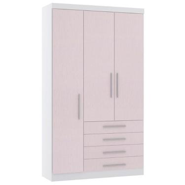 Imagem de Guarda Roupa De Canto Reto Modulado 90cm 1 Porta Alpes Luciane Móveis Branco Pf Com Avelã Pf