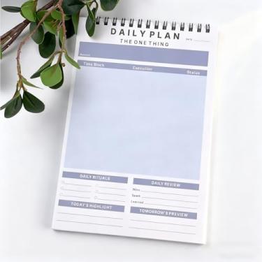 Imagem de Bloco de agenda diário espiral Momentum A5 – Caderno de reuniões recarregável sem data para trabalho com lista de tarefas, acessórios de mesa fofos e decoração de escritório feminina para mulheres