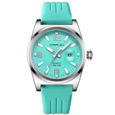 Imagem de Relógio De Pulso Quartzo Esportivo À Prova Da Água Pulseira Silicone Azul Claro